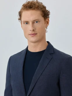 Online Half-Canvas Checks Blazer With Patch Pockets In Linen Blazers