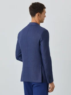 Half-canvas Herringbone Blazer With Flap Pockets In Linen Blend Blazers