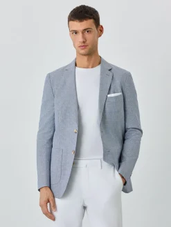 Clearance Half-Canvas Micro Houndstooth Blazer With Patch Pockets In Linen Blazers
