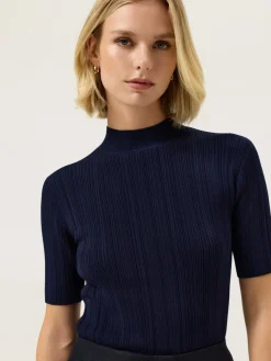 New High Neck Rib Sweater In Viscose blend MULHER Camisolas