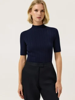 New High Neck Rib Sweater In Viscose blend MULHER Camisolas