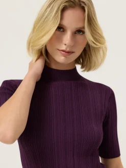New High Neck Rib Sweater In Viscose blend MULHER Camisolas