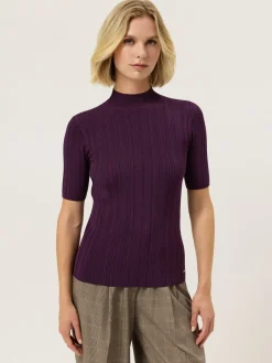 New High Neck Rib Sweater In Viscose blend MULHER Camisolas