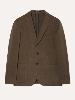 Outlet Italian Honeycomb Knit Blazer In Wool Stretch Blazers