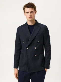 Outlet Italian Soft Flannel Double-Breasted Blazer Blazers