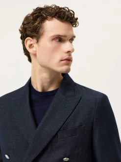 Outlet Italian Soft Flannel Double-Breasted Blazer Blazers