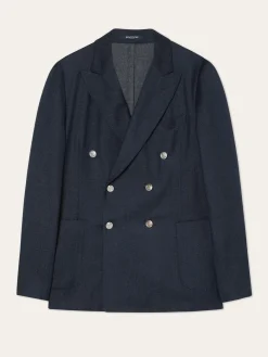 Outlet Italian Soft Flannel Double-Breasted Blazer Blazers