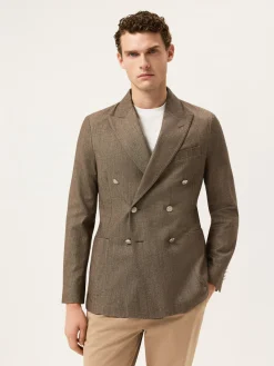 Clearance Italian Soft Flannel Double-Breasted Blazer Blazers