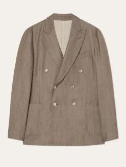 Clearance Italian Soft Flannel Double-Breasted Blazer Blazers