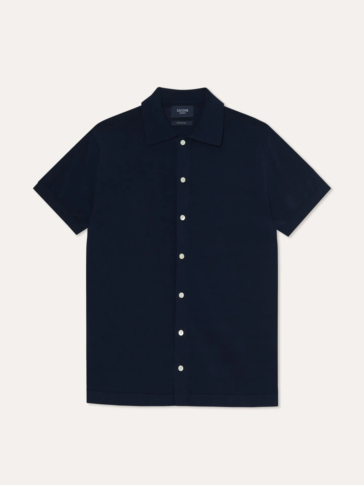 Online Knitted Shirt With Short Sleeves In Cotton and Silk Blend Polos