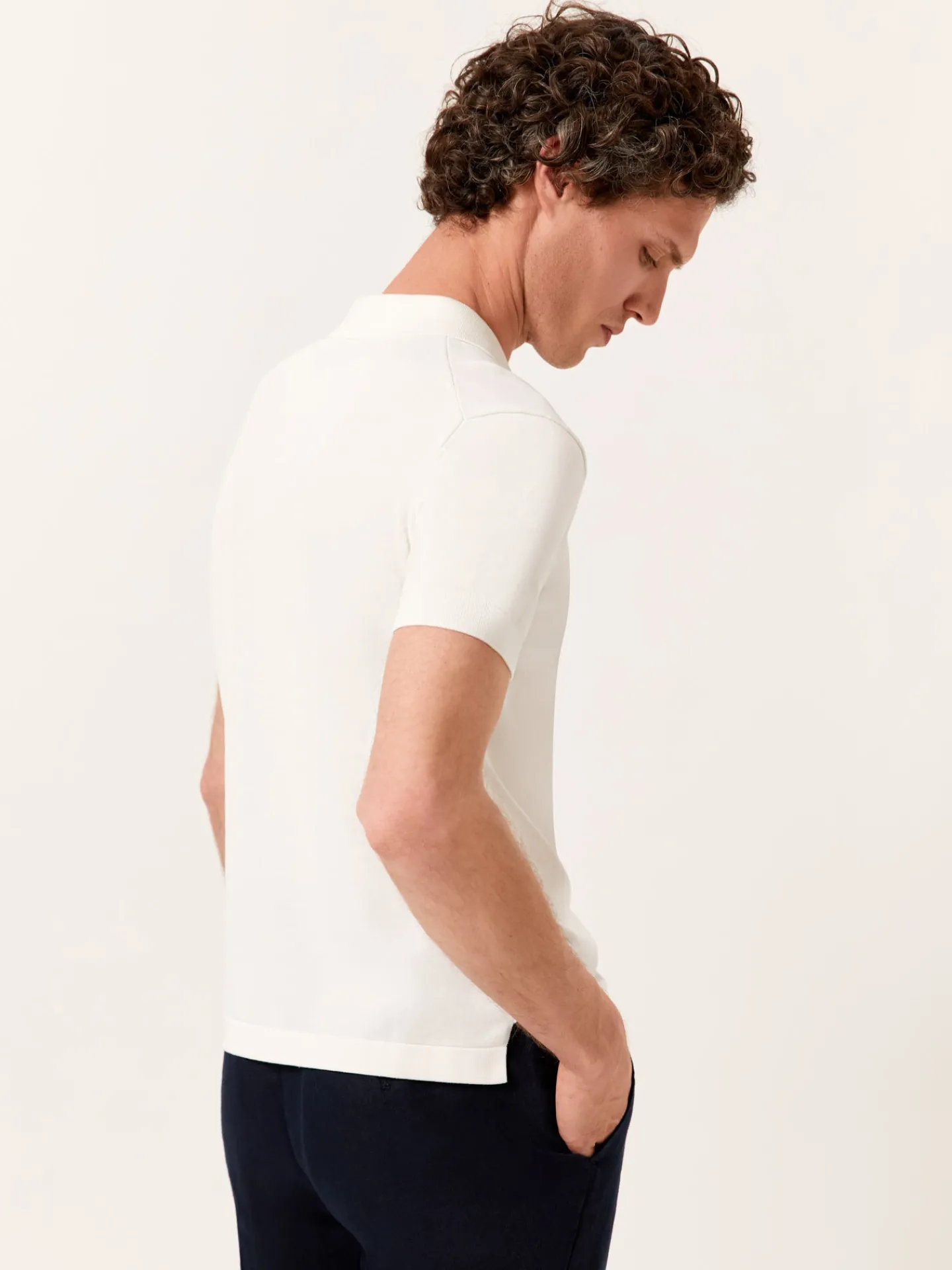 Online Knitted Shirt With Short Sleeves In Cotton and Silk Blend Polos