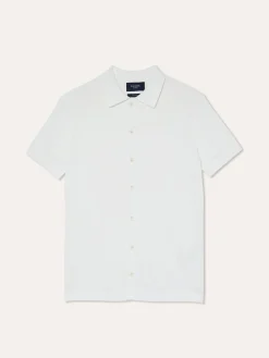 Online Knitted Shirt With Short Sleeves In Cotton and Silk Blend Polos