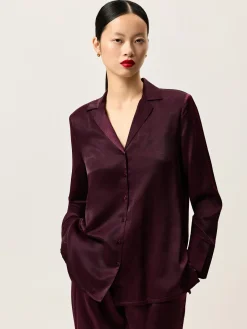 Outlet Loose Blouse In Rayon blend With Tailored Collar MULHER Blusas