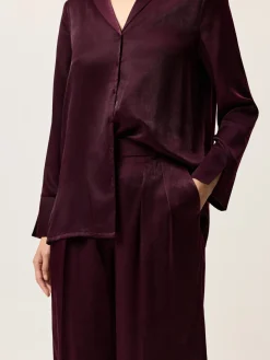 Outlet Loose Blouse In Rayon blend With Tailored Collar MULHER Blusas