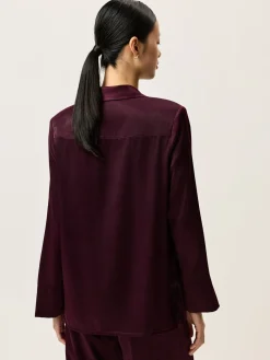 Outlet Loose Blouse In Rayon blend With Tailored Collar MULHER Blusas