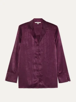 Outlet Loose Blouse In Rayon blend With Tailored Collar MULHER Blusas