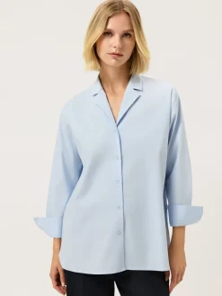 Online Loose Fit Plain Comfort Poplin Shirt With Tailored Collar MULHER Camisas