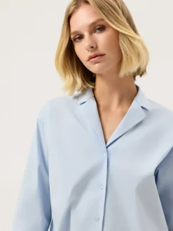 Online Loose Fit Plain Comfort Poplin Shirt With Tailored Collar MULHER Camisas