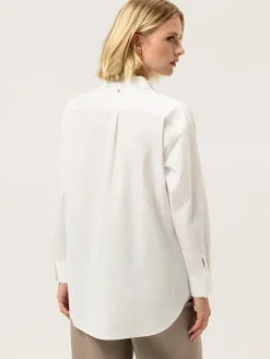 Online Loose Fit Plain Comfort Poplin Shirt With Tailored Collar MULHER Camisas