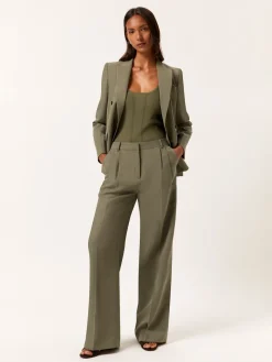 Online Loose Fit Trousers In Lyocell Linen & Cotton Blend With Pleats MULHER Fatos|Calças De Fato