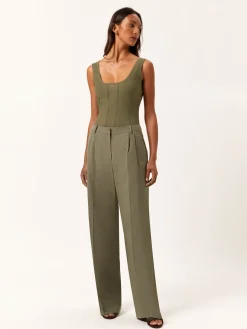 Online Loose Fit Trousers In Lyocell Linen & Cotton Blend With Pleats MULHER Fatos|Calças De Fato