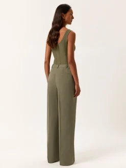 Online Loose Fit Trousers In Lyocell Linen & Cotton Blend With Pleats MULHER Fatos|Calças De Fato