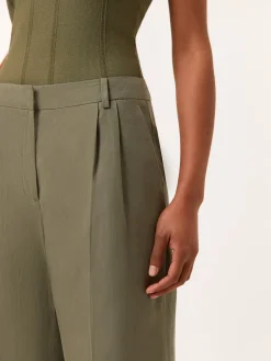 Online Loose Fit Trousers In Lyocell Linen & Cotton Blend With Pleats MULHER Fatos|Calças De Fato