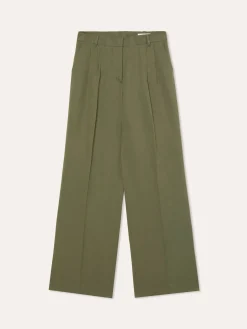 Online Loose Fit Trousers In Lyocell Linen & Cotton Blend With Pleats MULHER Fatos|Calças De Fato