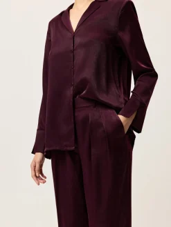 Outlet Loose Fit Trousers In Rayon Blend With Front Pleats MULHER Calças