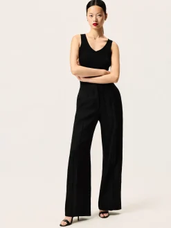 Clearance Loose Fit Trousers In Striped Viscose Blend MULHER Fatos|Calças De Fato