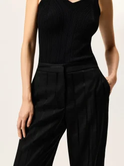 Clearance Loose Fit Trousers In Striped Viscose Blend MULHER Fatos|Calças De Fato