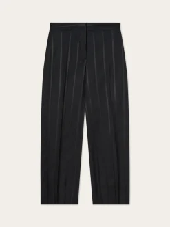 Clearance Loose Fit Trousers In Striped Viscose Blend MULHER Fatos|Calças De Fato