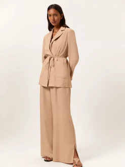 Loose Fit Trousers In Tencel & Rayon Blend With Elasticated Waistband MULHER Calças