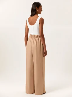 Loose Fit Trousers In Tencel & Rayon Blend With Elasticated Waistband MULHER Calças
