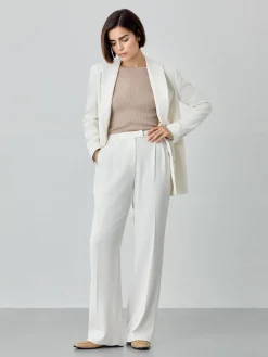 New Loose Fit Trousers In Viscose Blend With Pleats MULHER Fatos|Calças De Fato