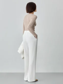 New Loose Fit Trousers In Viscose Blend With Pleats MULHER Fatos|Calças De Fato