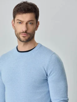 Discount Machine Washable Crew Neck Sweater With Long Sleeves In Lambswool Blend Camisolas