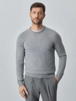 Discount Machine Washable Crew Neck Sweater With Long Sleeves In Lambswool Blend Camisolas
