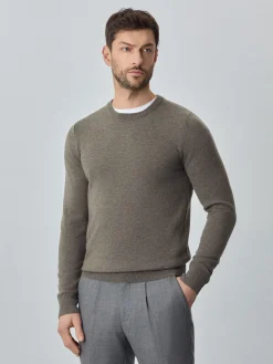 Discount Machine Washable Crew Neck Sweater With Long Sleeves In Lambswool Blend Camisolas