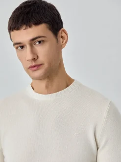 Machine Washable Crew Neck Sweater With Long Sleeves In Lambswool Camisolas