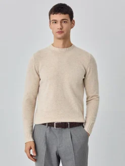 Machine Washable Crew Neck Sweater With Long Sleeves In Lambswool Camisolas