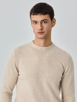 Machine Washable Crew Neck Sweater With Long Sleeves In Lambswool Camisolas
