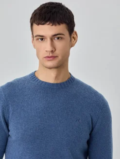 Machine Washable Crew Neck Sweater With Long Sleeves In Lambswool Camisolas