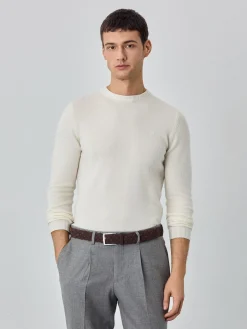 Machine Washable Crew Neck Sweater With Long Sleeves In Lambswool Camisolas