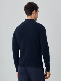 New Machine Washable Half-Zip Sweater With Long Sleeves In Lambswool Camisolas