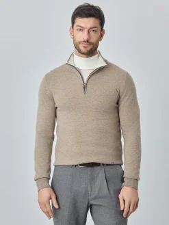 Online Machine Washable Half-Zip Sweater With Long Sleeves In Lambswool Blend Camisolas