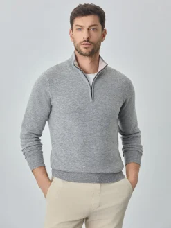 Online Machine Washable Half-Zip Sweater With Long Sleeves In Lambswool Blend Camisolas