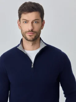 Online Machine Washable Half-Zip Sweater With Long Sleeves In Lambswool Blend Camisolas