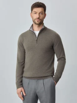 Online Machine Washable Half-Zip Sweater With Long Sleeves In Lambswool Blend Camisolas