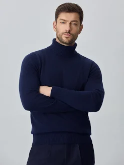 Machine Washable Turtleneck Sweater With Long Sleeves In Lambswool Blend Camisolas